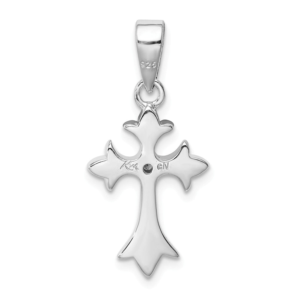 Million Charms 925 Sterling Silver Rhodium-Plated (Cubic Zirconia) CZ Relgious Cross Pendant
