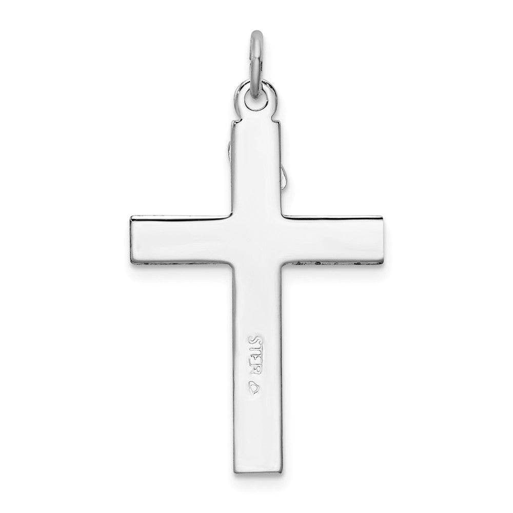 Million Charms 925 Sterling Silver Rhodium-Plated Enameled Relgious Crucifix Pendant