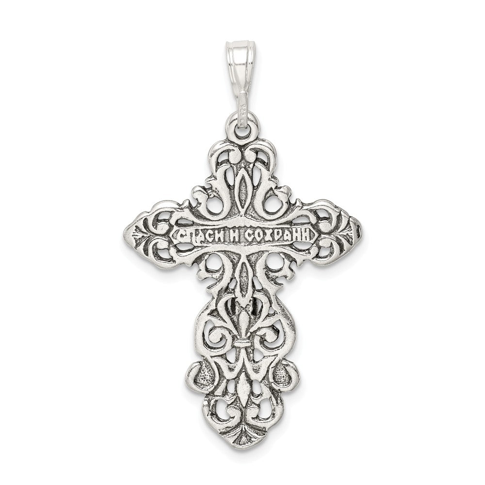 Million Charms 925 Sterling Silver Antiqued Relgious Crucifix Pendant