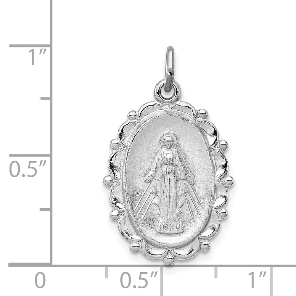 Million Charms 925 Sterling Silver Rhodium-Plated Religious Miraculous Medal