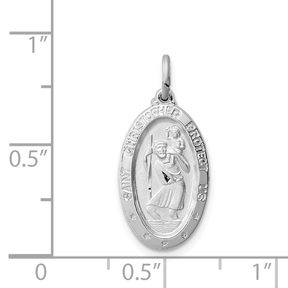 Million Charms 925 Sterling Silver Rhodium-Plated Religious Saint Christopher Medal