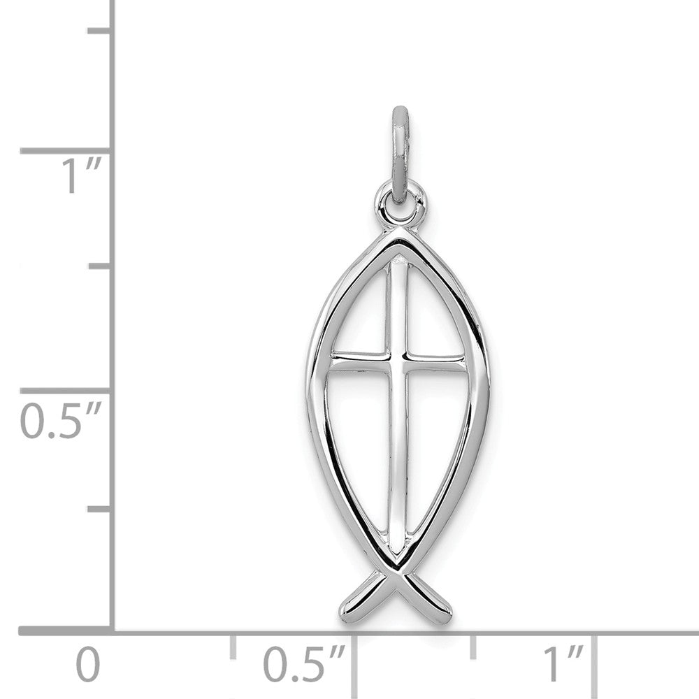 Million Charms 925 Sterling Silver Rhodium-Plated Ichthus Fish Charm