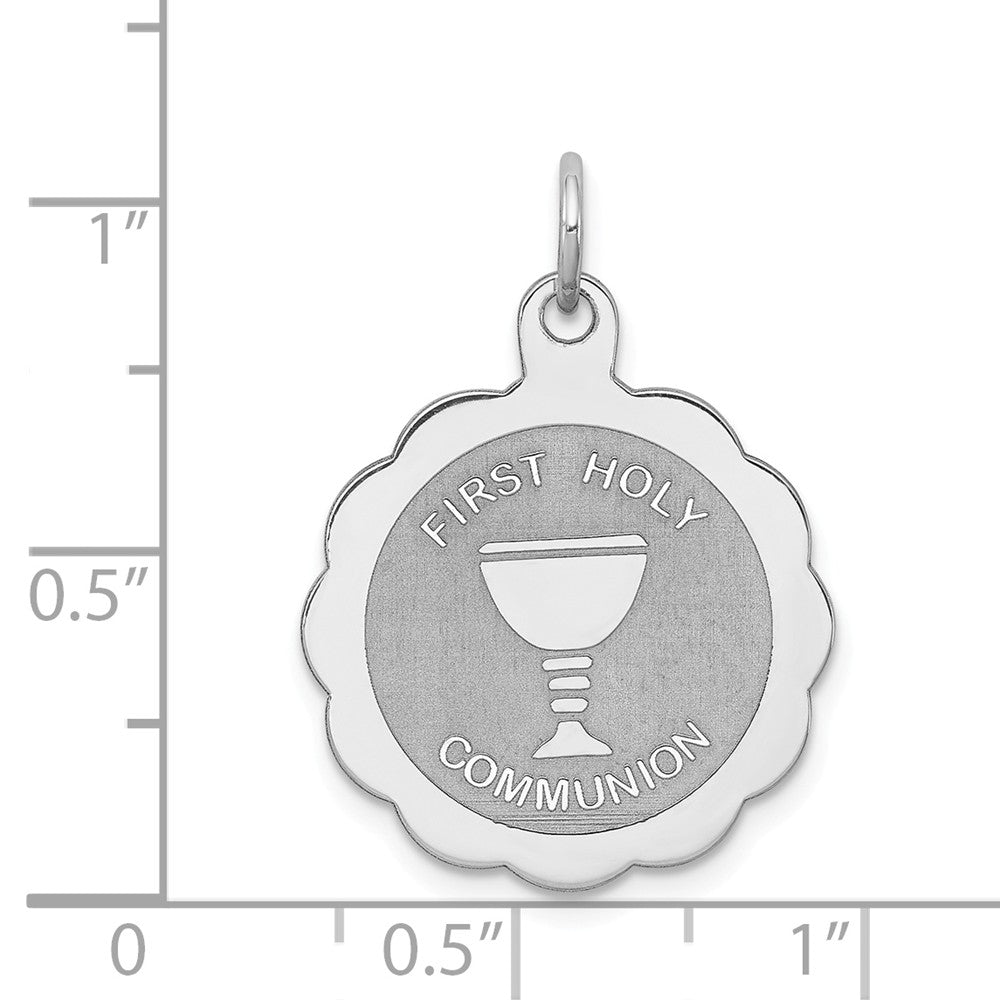 Million Charms 925 Sterling Silver Rhodium-Plated First Religious Holy Communion Disc Charm
