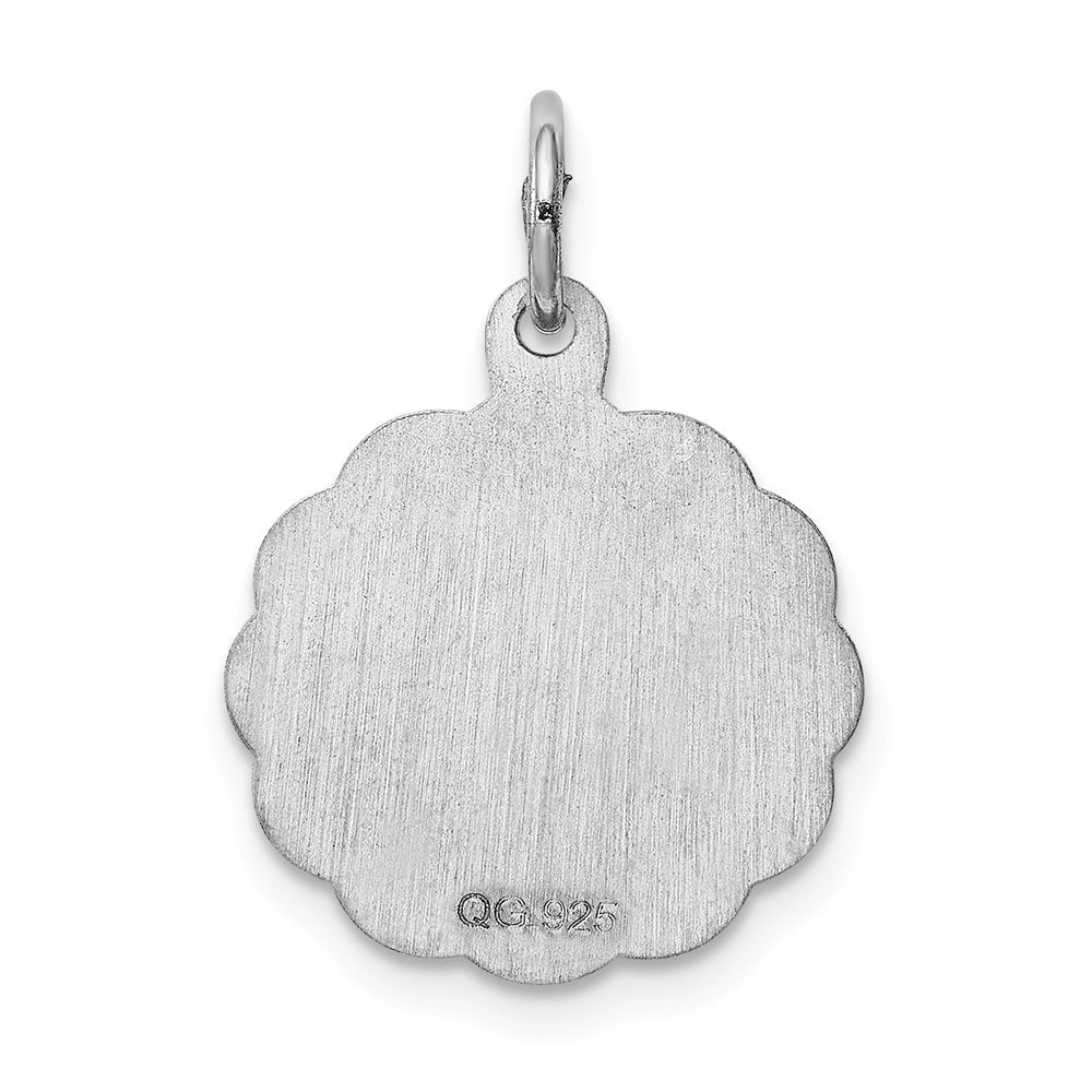 Million Charms 925 Sterling Silver Rhodium-Plated Brocaded Alphabet Letter Initial K Charm