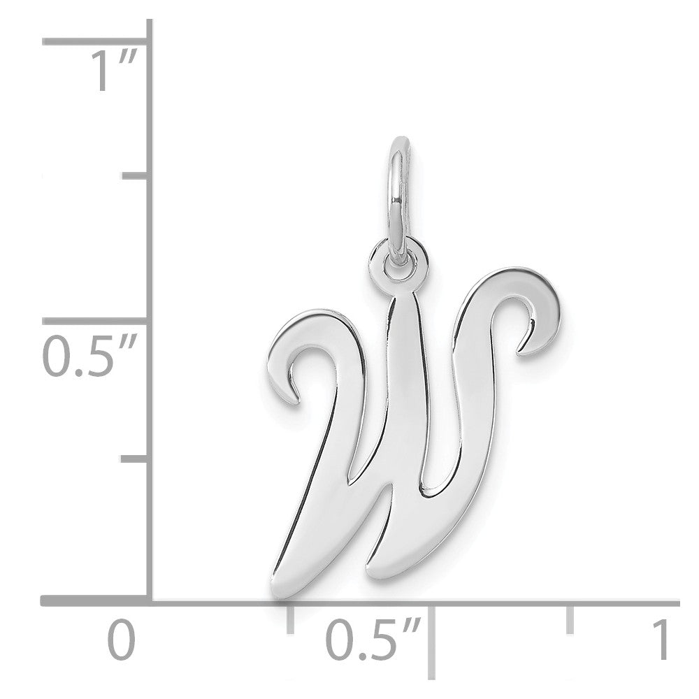Million Charms 925 Sterling Silver Rhodium-Plated Stamped Alphabet Letter Initial W Charm
