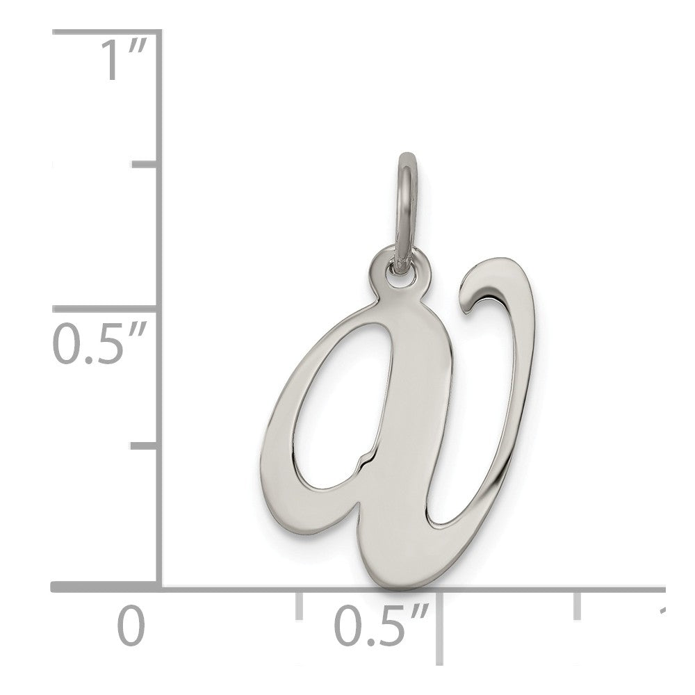 Million Charms 925 Sterling Silver Rhodium-Plated Medium Fancy Script Alphabet Letter Initial V Charm