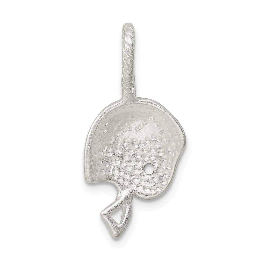 Million Charms 925 Sterling Silver Satin Diamond Cut Sports Football Helmet Charm
