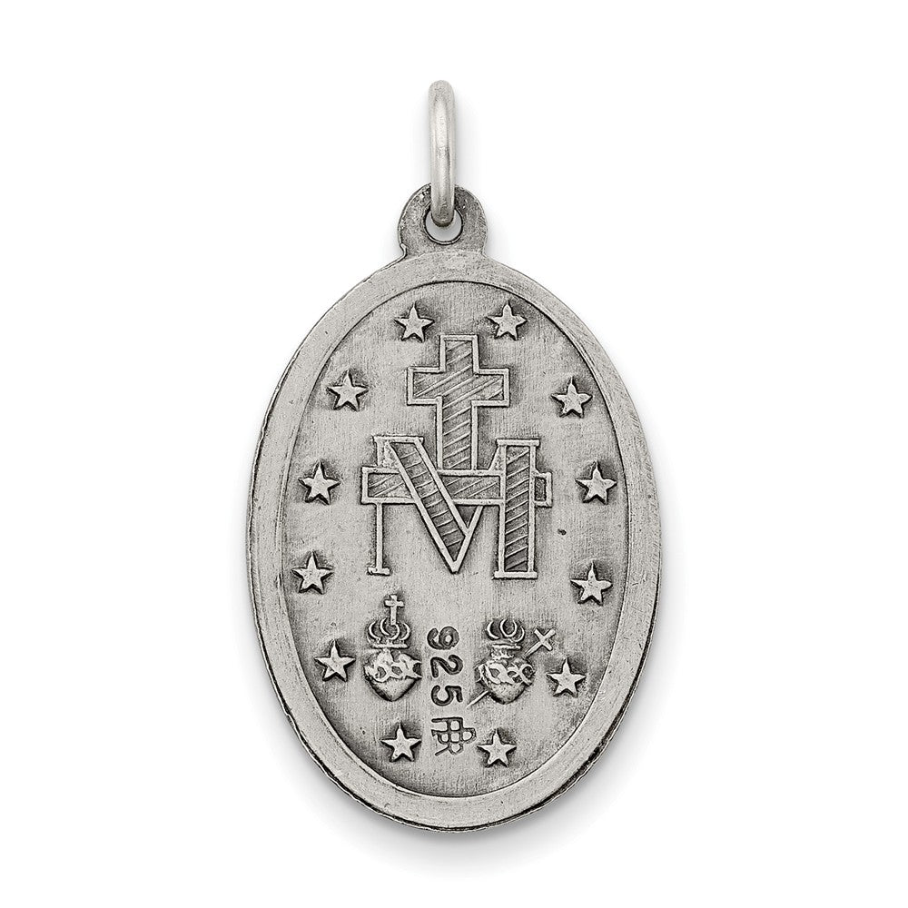 Million Charms 925 Sterling Silver Antiqued Religious Miraculous Medal