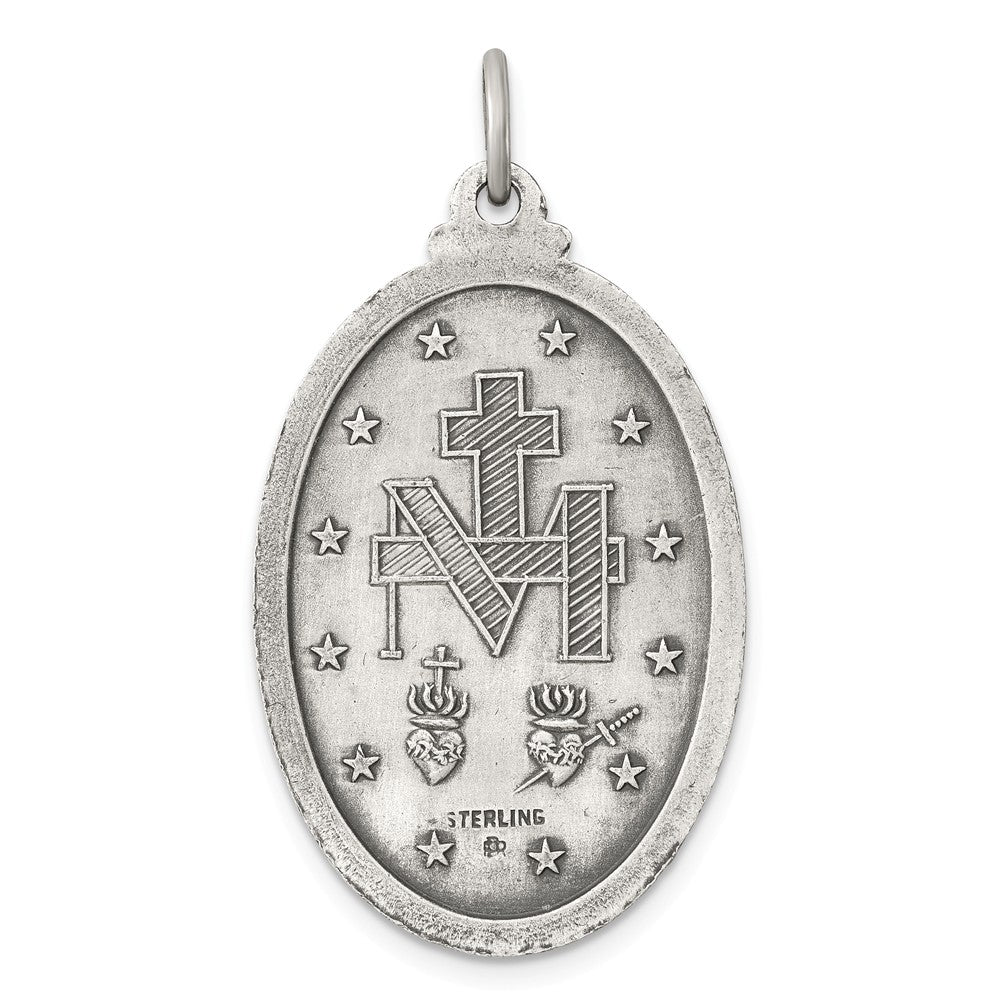 Million Charms 925 Sterling Silver Antiqued Religious Miraculous Medal