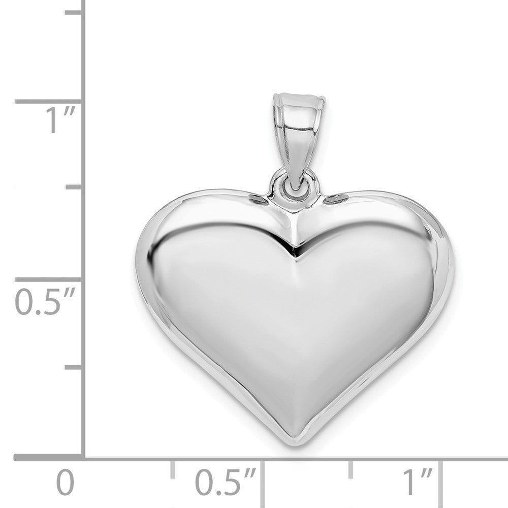 Million Charms 925 Sterling Silver Rhodium-Plated Polished Puffed Heart Pendant
