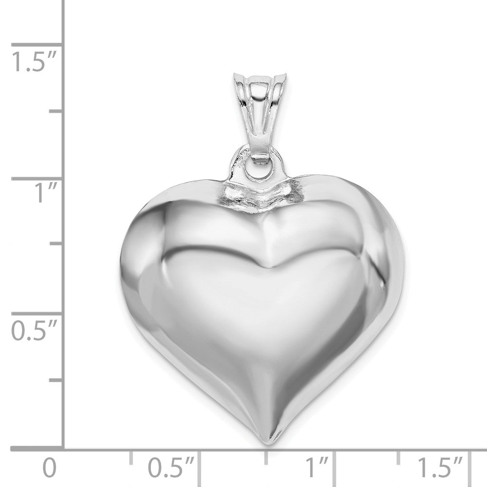 Million Charms 925 Sterling Silver Rhodium-Plated Puffed Heart Pendant