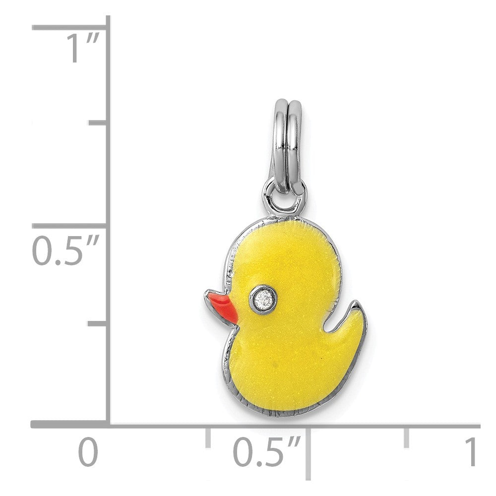 Million Charms 925 Sterling Silver Rhodium-Platedenamel Duck Charm