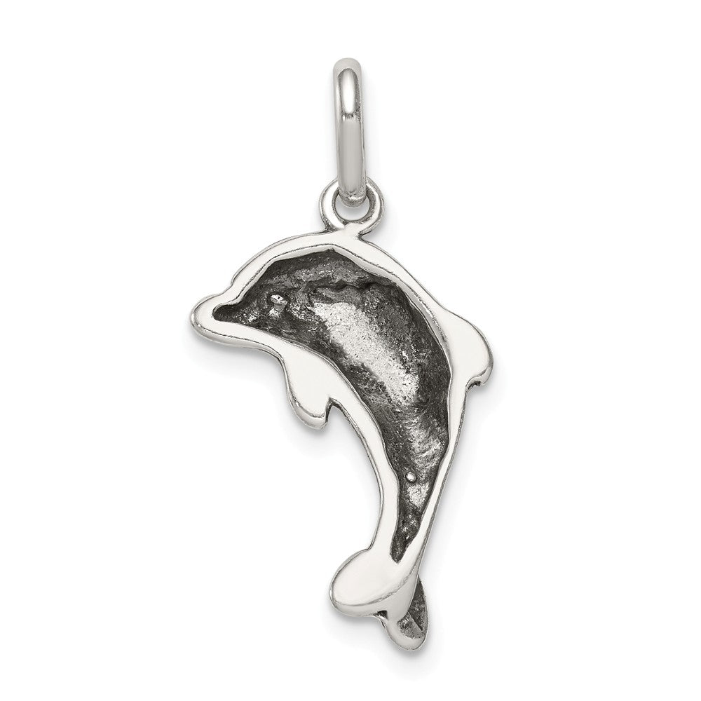 Million Charms 925 Sterling Silver Antiqued Dolphin Pendant