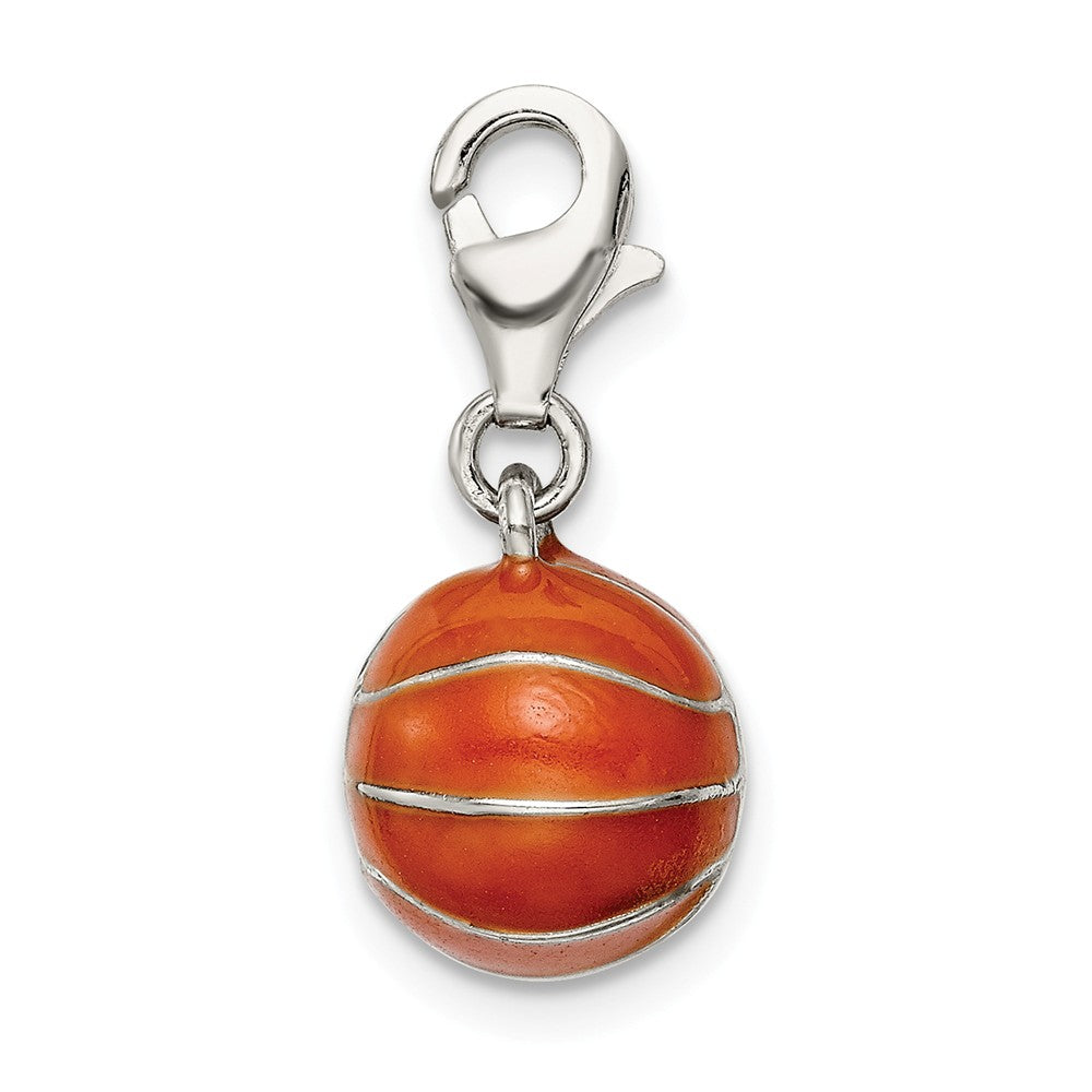 Million Charms 925 Sterling Silver 3D Enameled Sports Basketball Charm