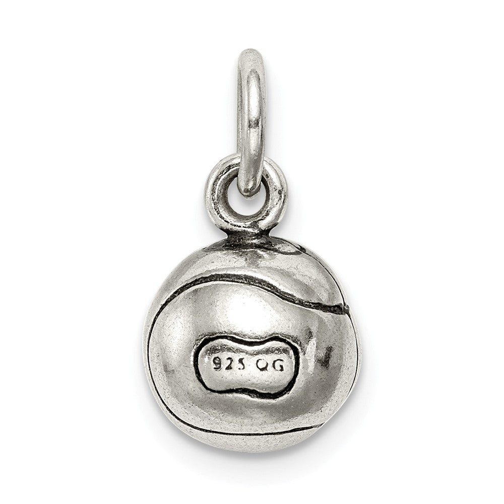 Million Charms 925 Sterling Silver 3D Antiqued Sports Tennis Ball Charm