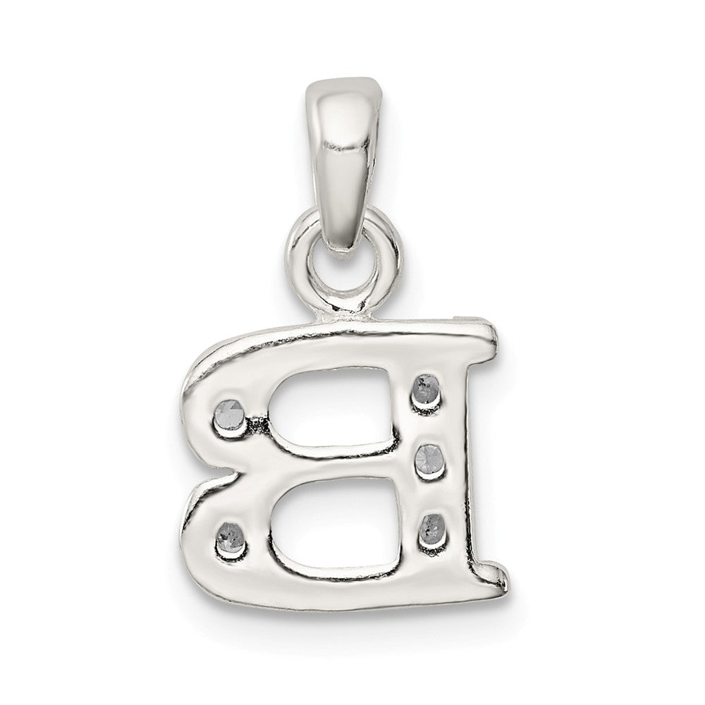 Million Charms 925 Sterling Silver (Cubic Zirconia) CZ Alphabet Letter Initial B Pendant