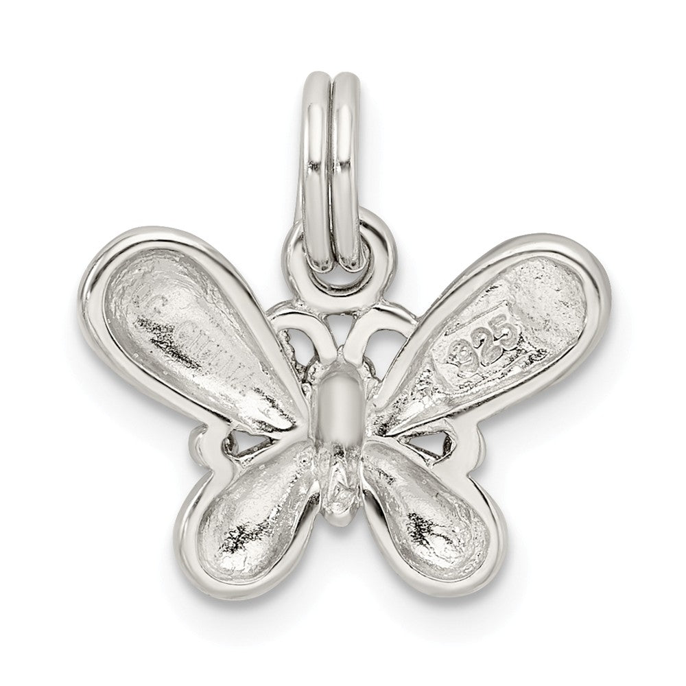 Million Charms 925 Sterling Silver Purple Enamel Polished Butterfly Charm