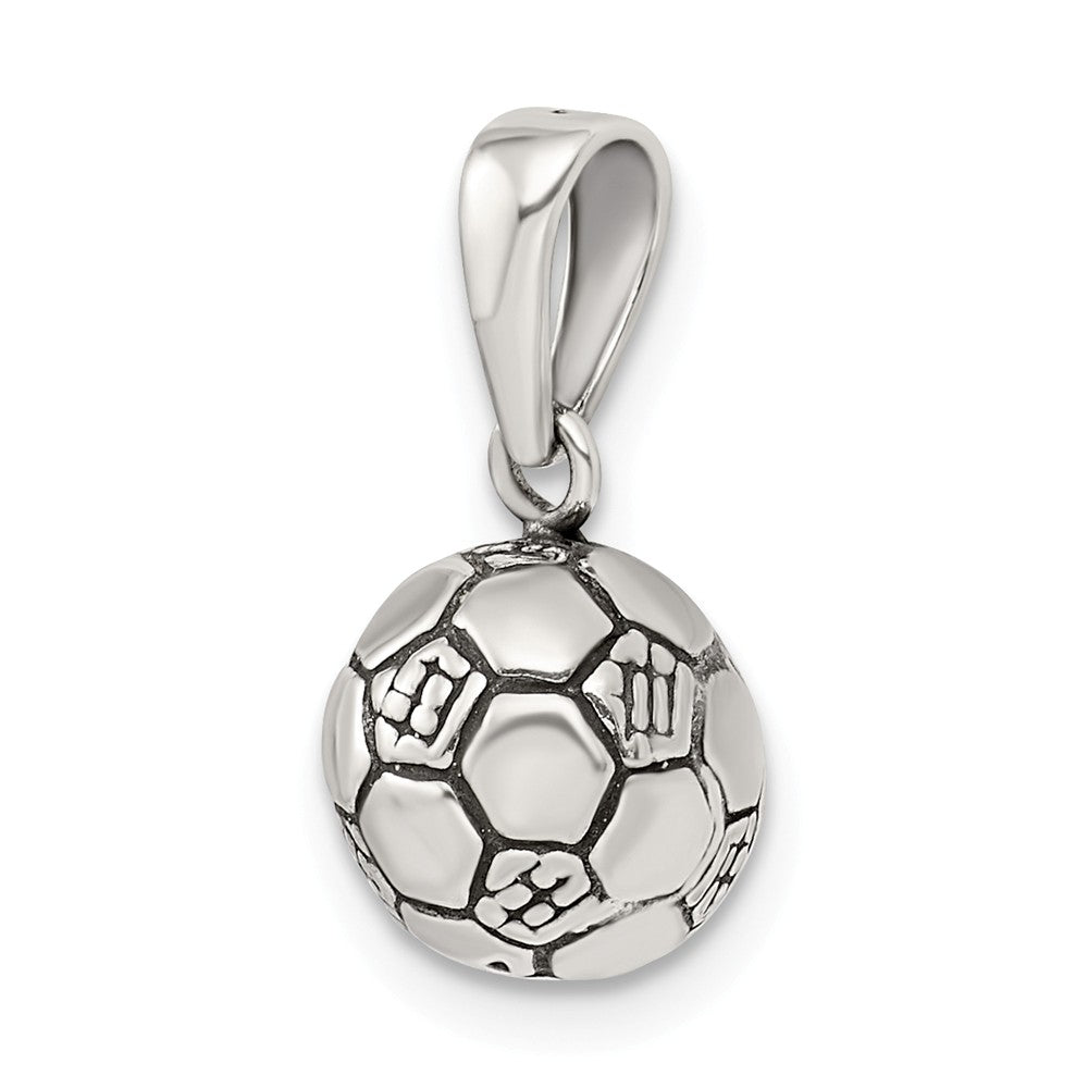 Million Charms 925 Sterling Silver Antiqued Sports Soccer Ball Pendant