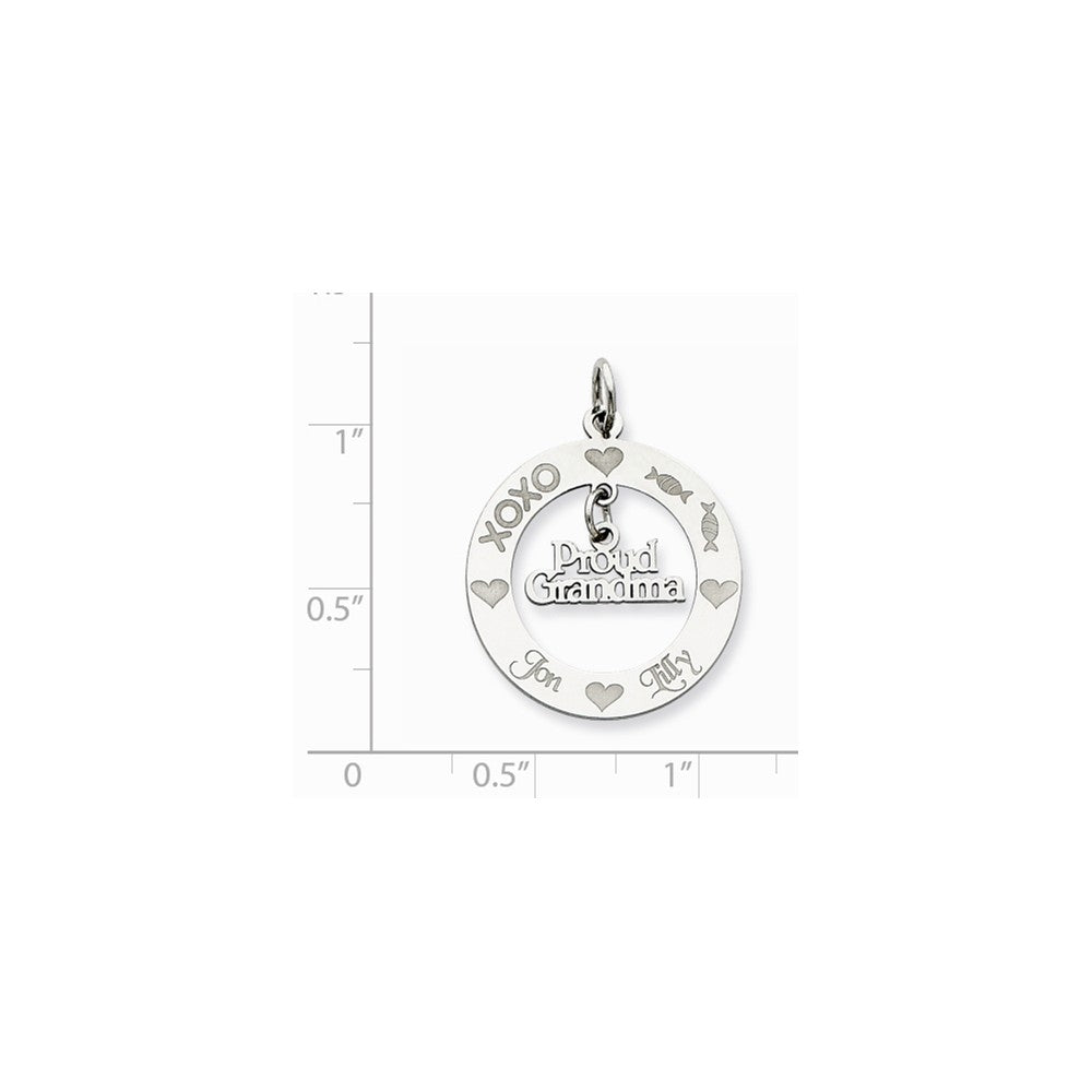 Million Charms 925 Sterling Silver Rhodium-Plated Personalizable Proud Grandma Charm
