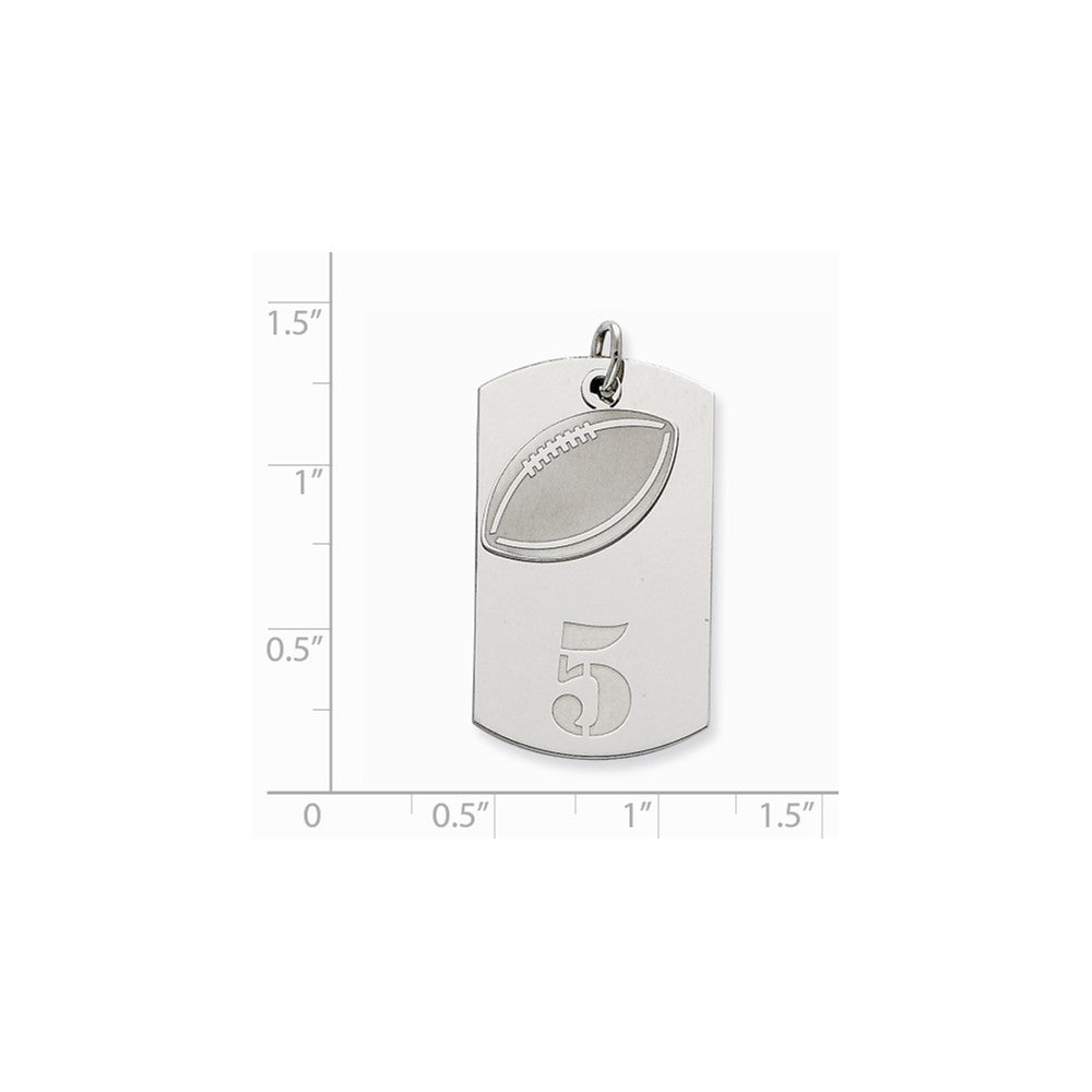 Million Charms 925 Sterling Silver Rhod-Plated Personalizable 2-Piece Sports Football Dogtag Charm