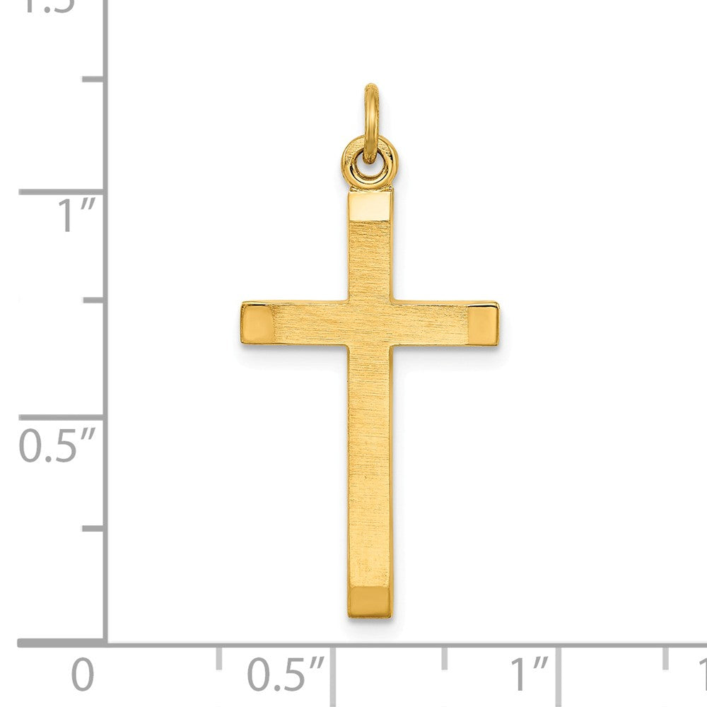 Million Charms 925 Sterling Silver Gold-Plated Polished, Satin Relgious Cross Pendant