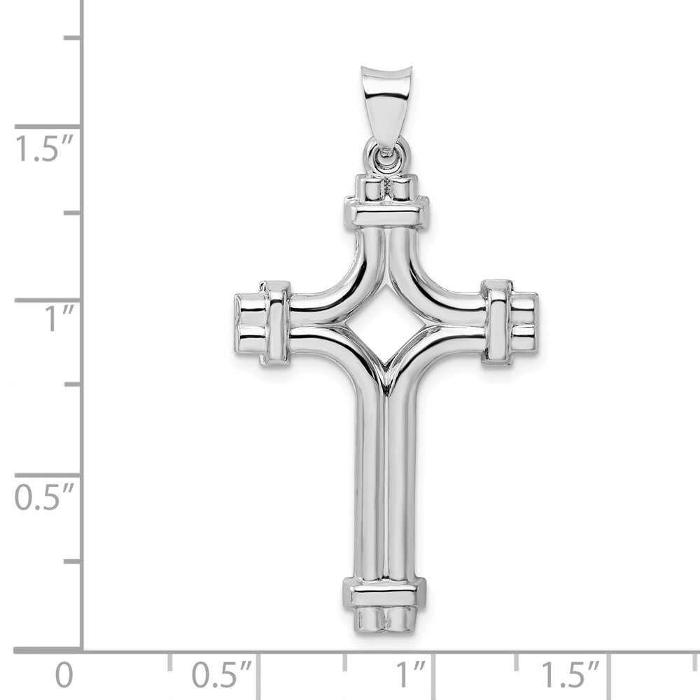 Million Charms 925 Sterling Silver Rhodium-Plated Polished Fancy Relgious Cross Pendant