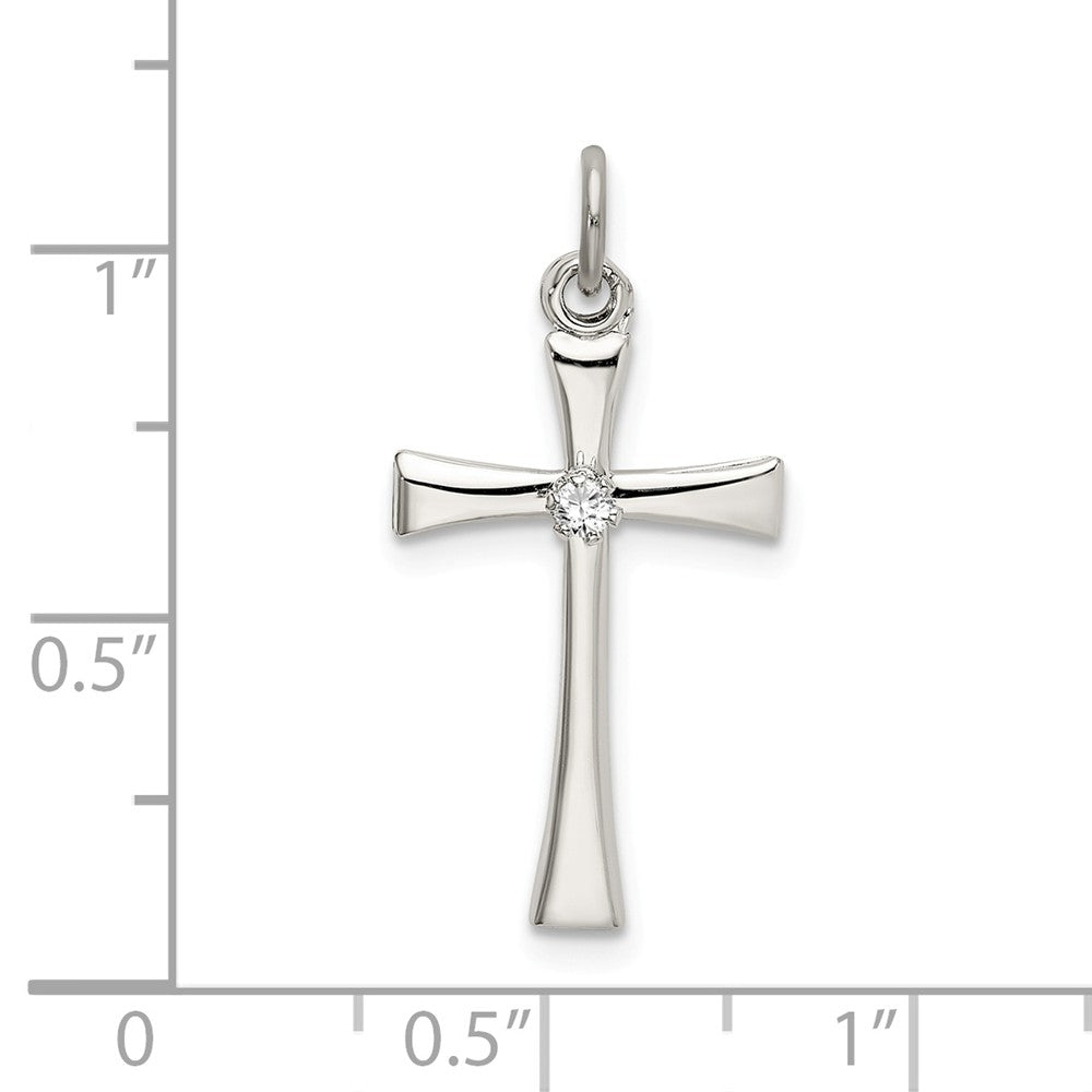 Million Charms 925 Sterling Silver Polished (Cubic Zirconia) CZ Relgious Cross Pendant