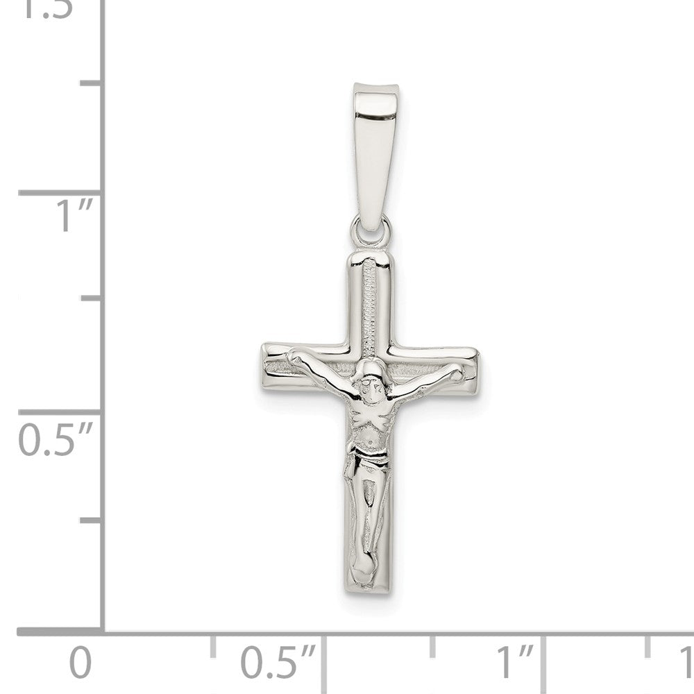 Million Charms 925 Sterling Silver Polished & Textured Relgious Crucifix Pendant