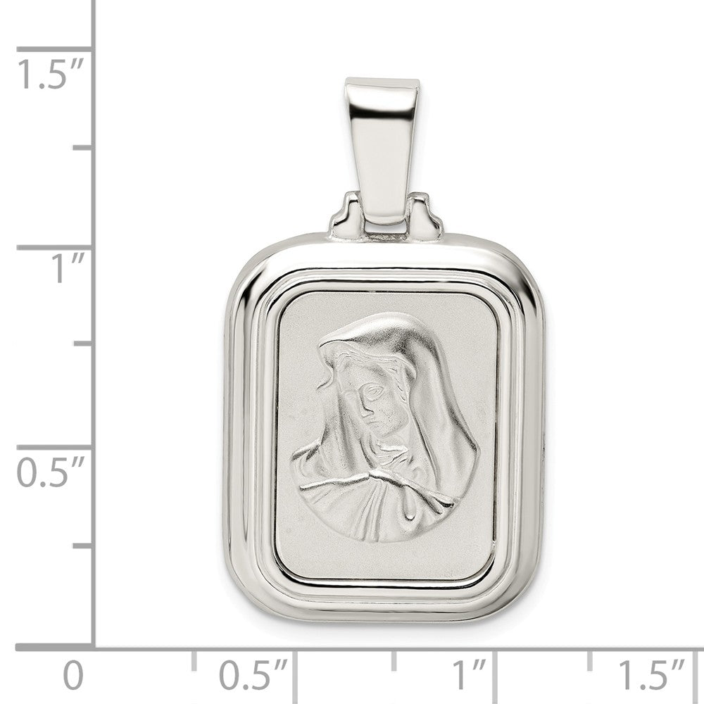 Million Charms 925 Sterling Silver Satin & Polished Mary With Hail Mary Prayer Pendant