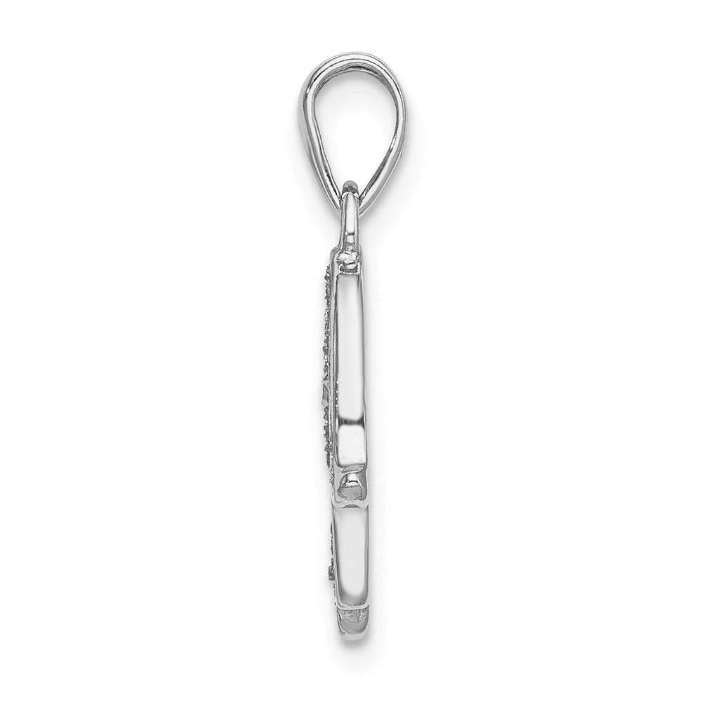Million Charms 925 Sterling Silver Rhodium-plated Enamel Glitter Fabric Glass Stone Hamseh Pendant