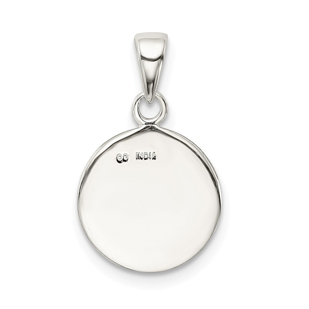 Million Charms 925 Sterling Silver Glitter Enamel Letter D Circle Pendant