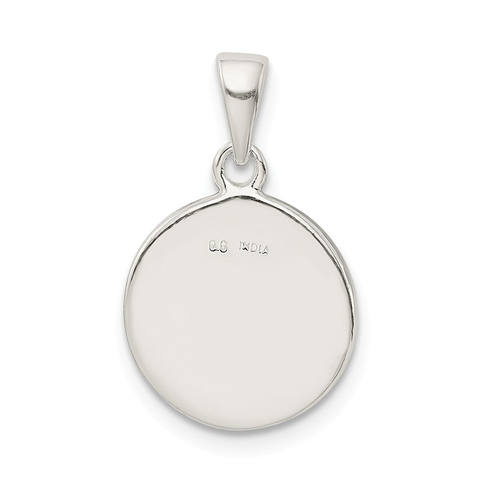 Million Charms 925 Sterling Silver Glitter Enamel Letter E Circle Pendant