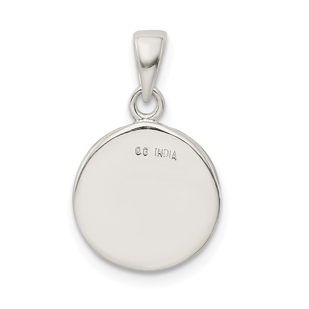 Million Charms 925 Sterling Silver Glitter Enamel Letter F Circle Pendant