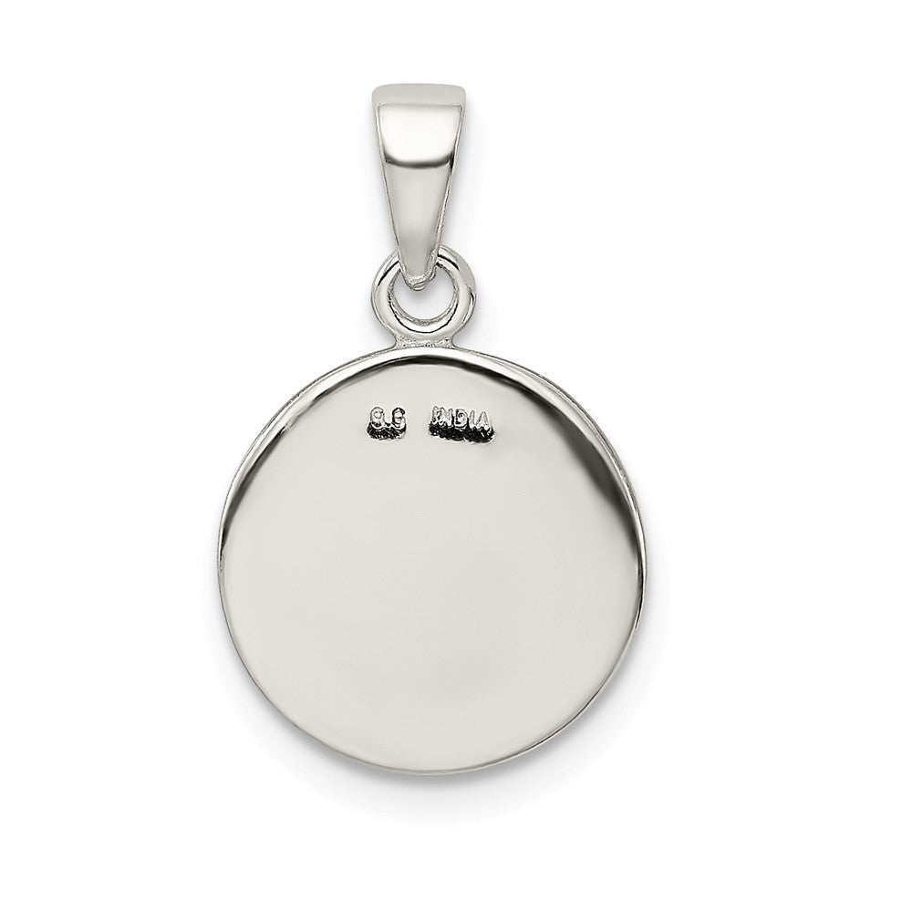 Million Charms 925 Sterling Silver Glitter Enamel Letter G Circle Pendant