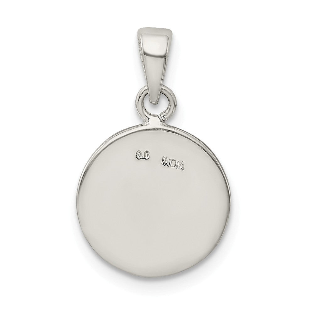 Million Charms 925 Sterling Silver Glitter Enamel Letter H Circle Pendant
