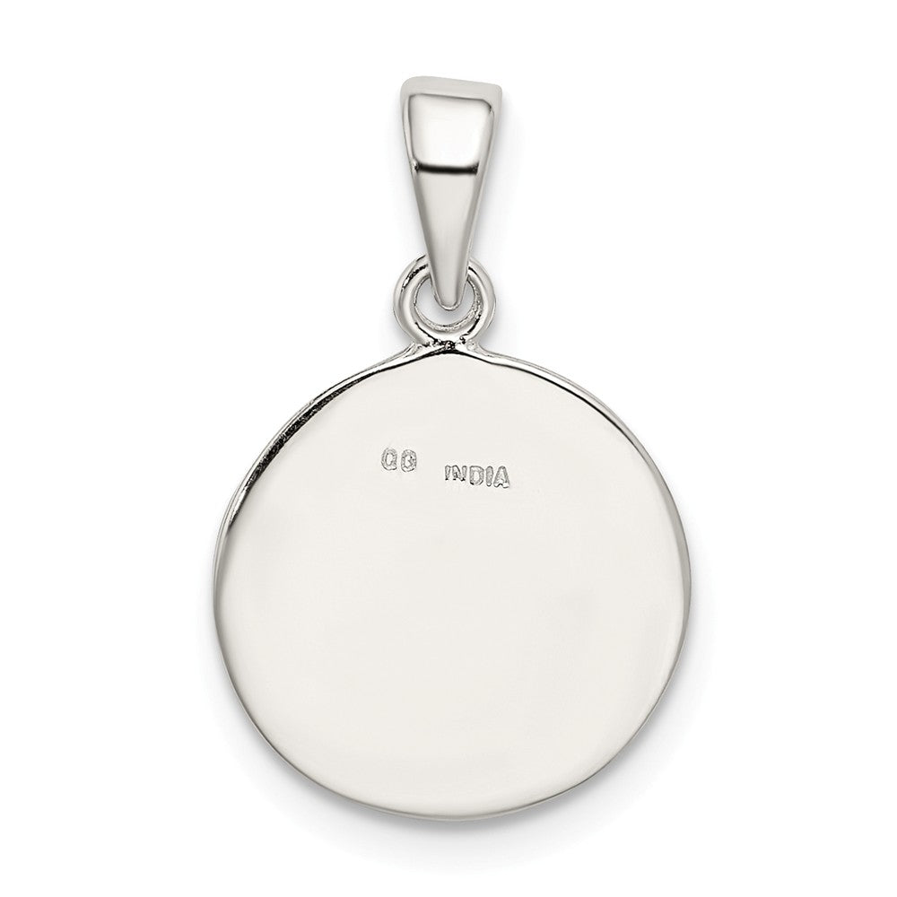 Million Charms 925 Sterling Silver Glitter Enamel Letter M Circle Pendant