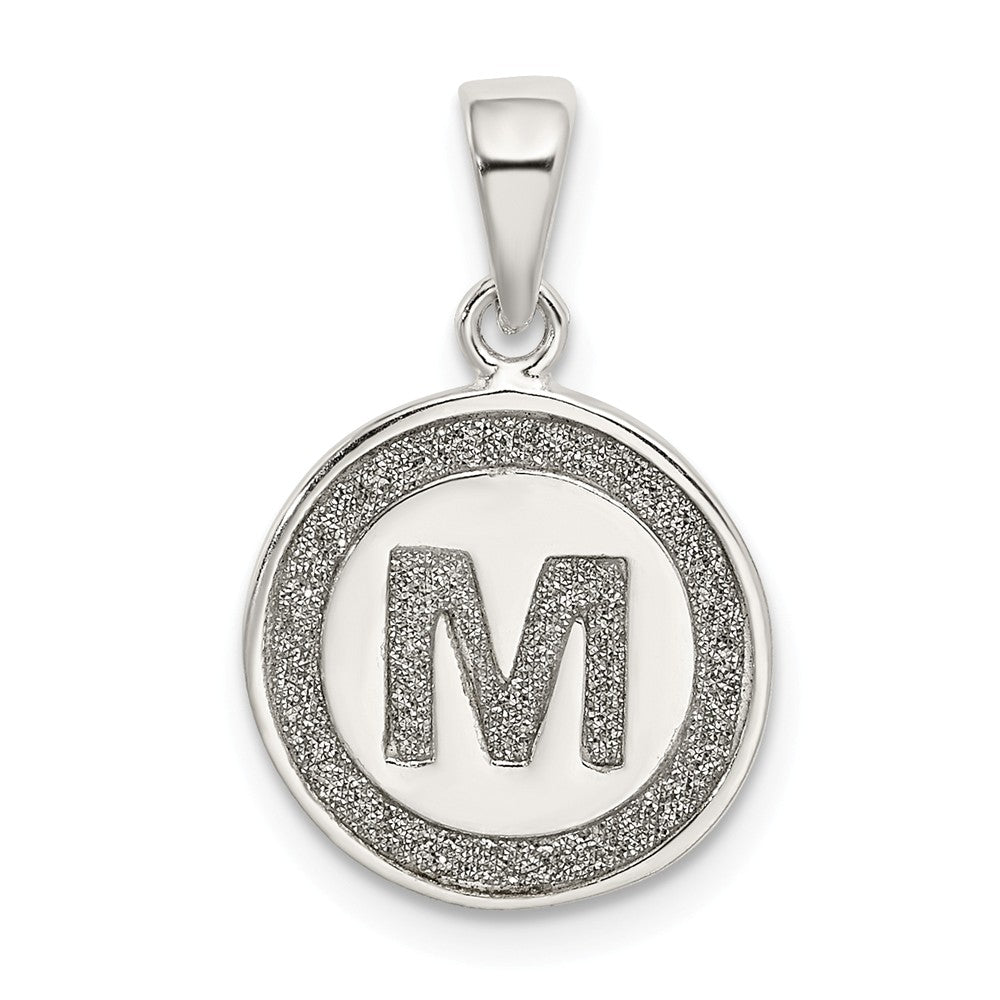 Million Charms 925 Sterling Silver Glitter Enamel Letter M Circle Pendant