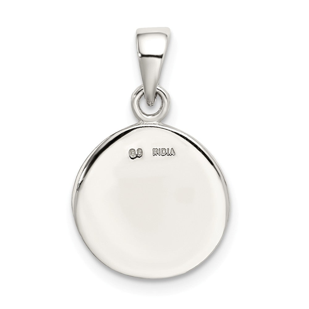 Million Charms 925 Sterling Silver Glitter Enamel Letter N Circle Pendant