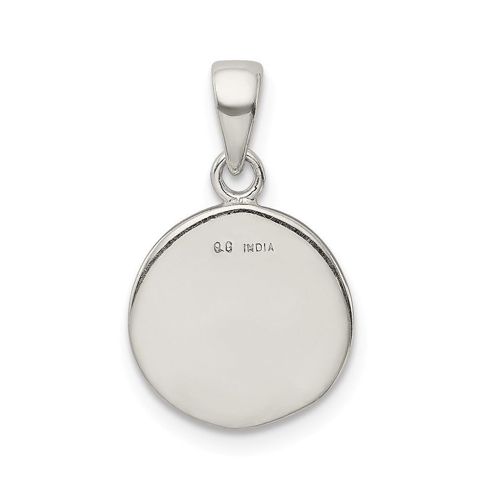 Million Charms 925 Sterling Silver Glitter Enamel Letter P Circle Pendant
