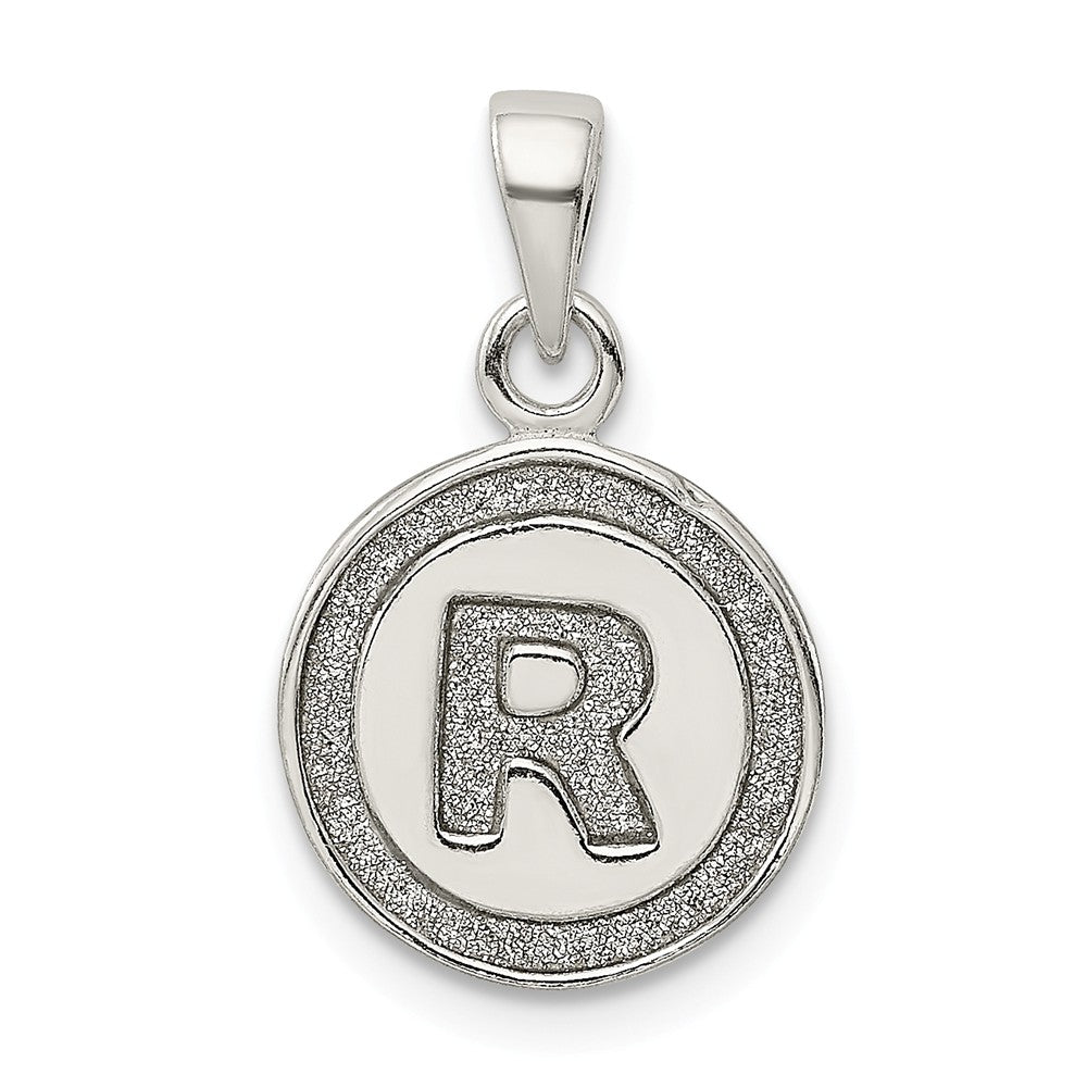 Million Charms 925 Sterling Silver Glitter Enamel Letter R Circle Pendant