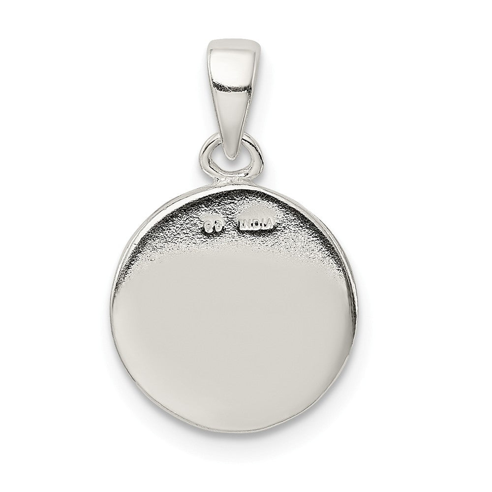 Million Charms 925 Sterling Silver Glitter Enamel Letter T Circle Pendant
