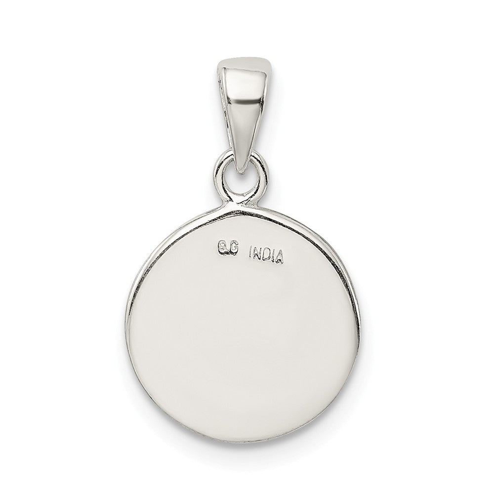 Million Charms 925 Sterling Silver Glitter Enamel Letter V Circle Pendant