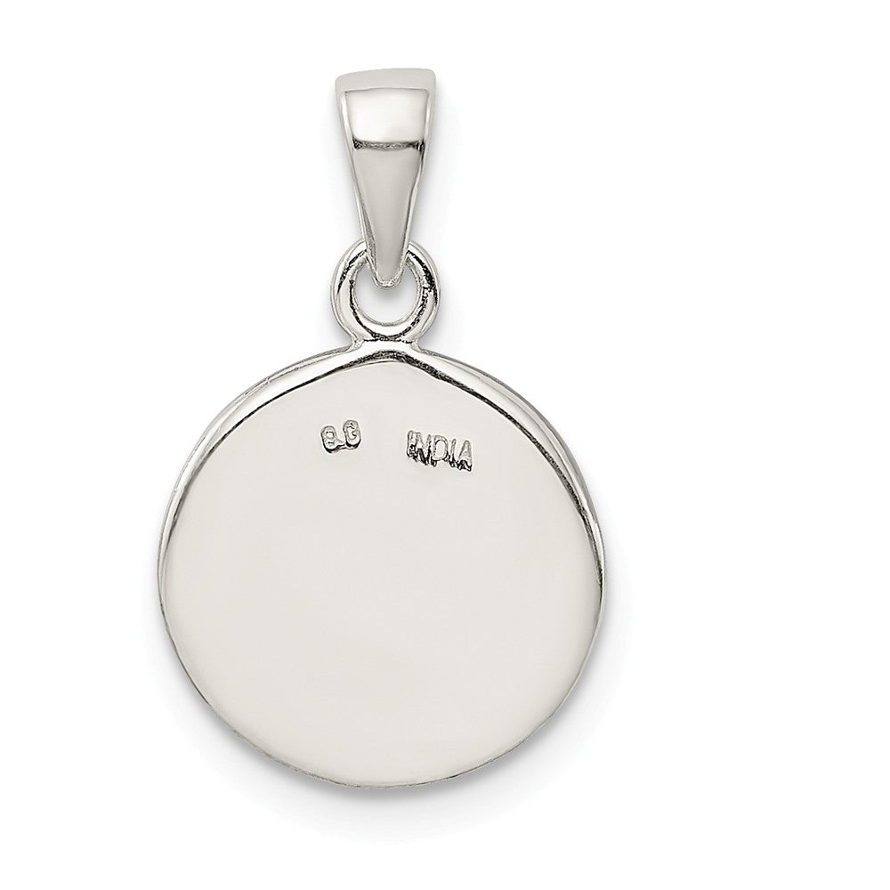 Million Charms 925 Sterling Silver Glitter Enamel Letter W Circle Pendant