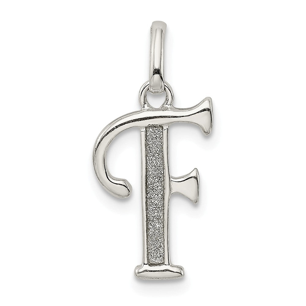Million Charms 925 Sterling Silver Polished Glitter Enamel Letter F Pendant