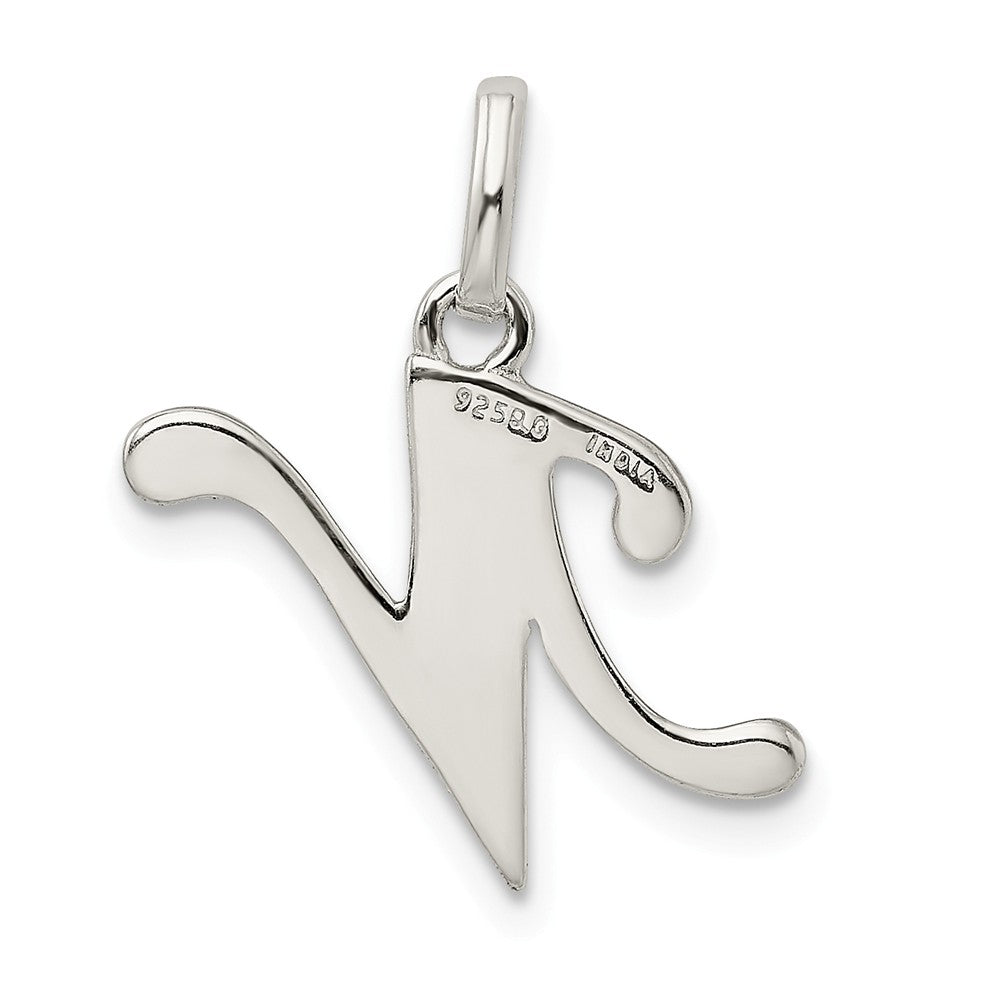 Million Charms 925 Sterling Silver Polished Glitter Enamel Letter N Pendant