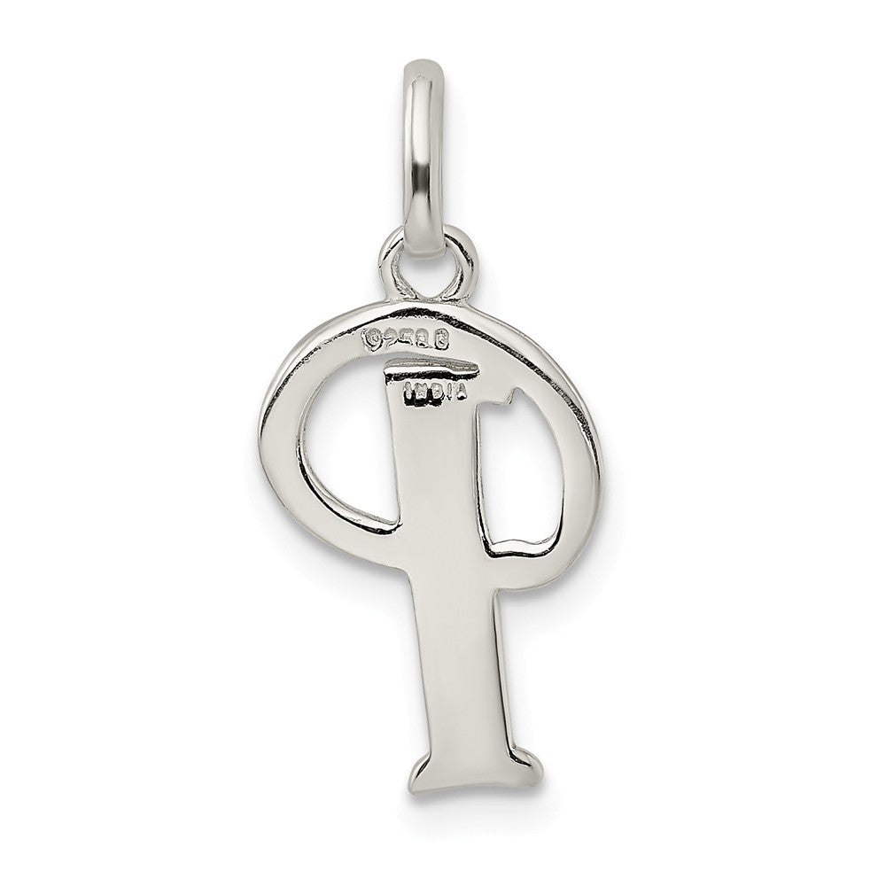 Million Charms 925 Sterling Silver Polished Glitter Enamel Letter P Pendant
