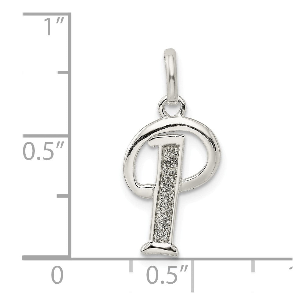 Million Charms 925 Sterling Silver Polished Glitter Enamel Letter P Pendant