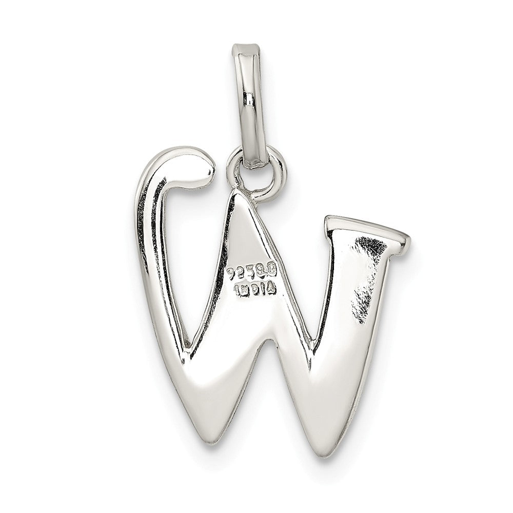 Million Charms 925 Sterling Silver Polished Glitter Enamel Letter W Pendant