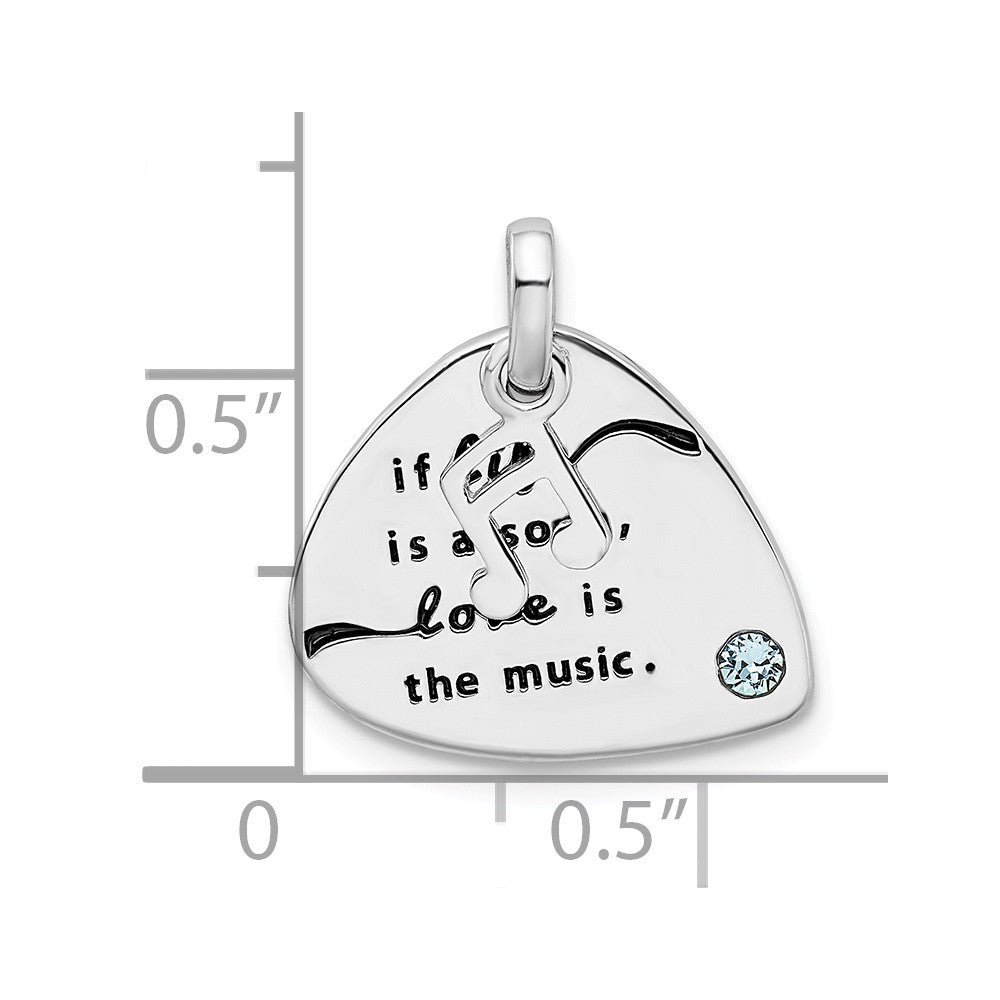 Million Charms 925 Sterling Silver/Rh-Plate/Swarovski Elem Antiqueguitar Pick Pendant