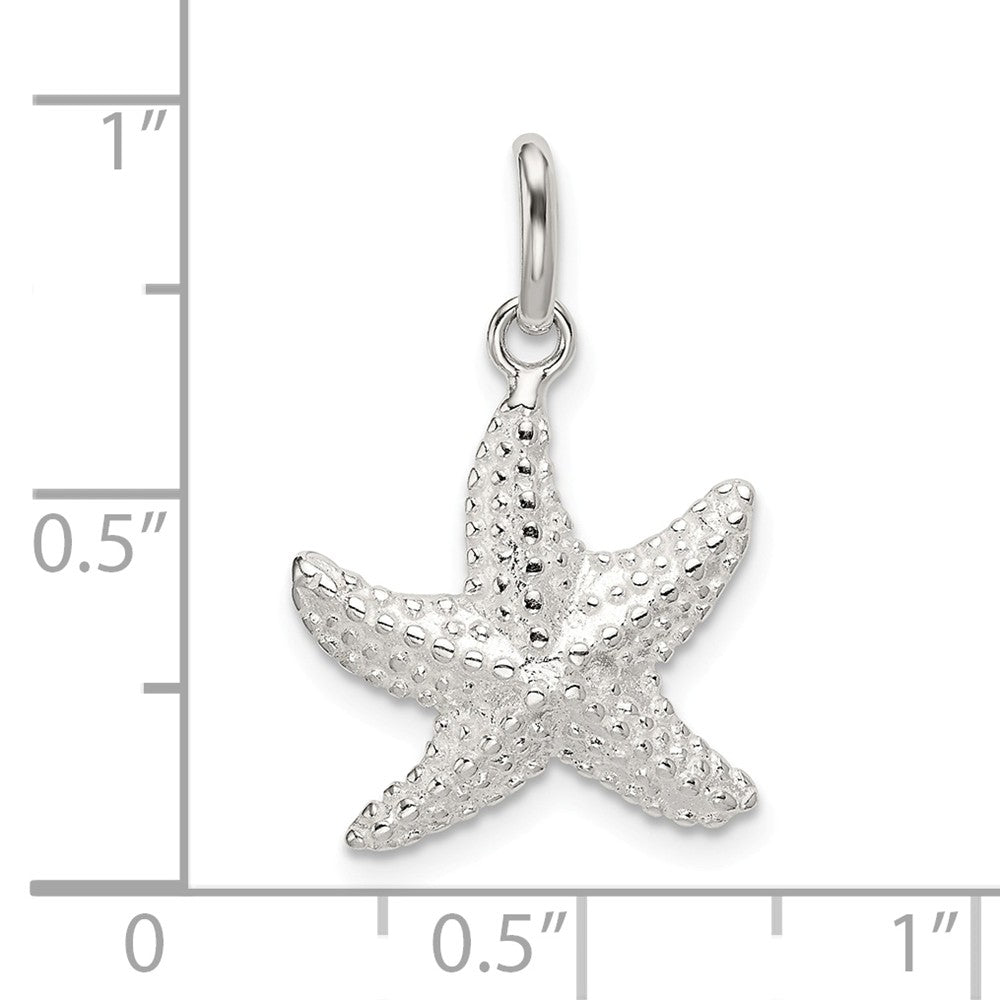 Million Charms 925 Sterling Silver Polished, Textured Nautical Starfish Charm